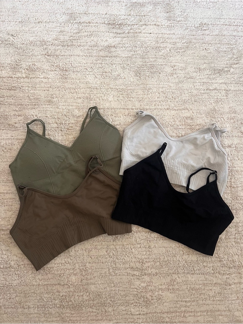 Target Women's Seamless Sports Bras - Olive Green, Brown, Black, Light Gray